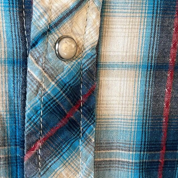 Roper Ladies XL Western Style Pearl Snap Plaid Shirt Cowgirl Rodeo Work Wear - Picture 6 of 9